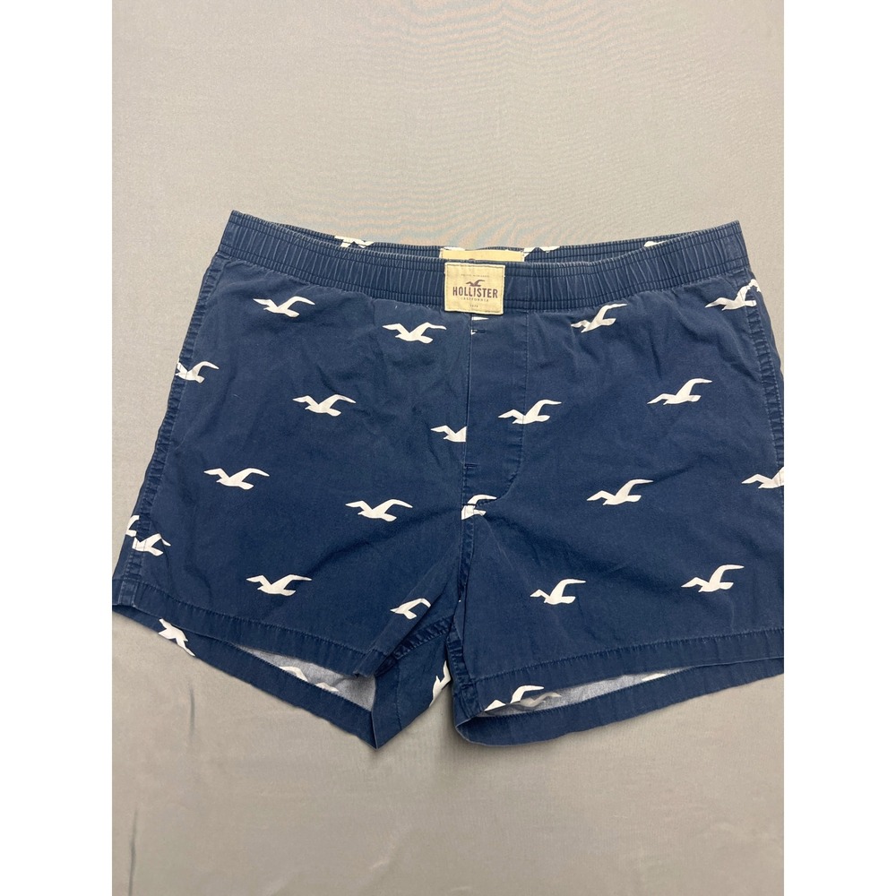 Hollister Mens Boxer Shorts Navy Blue Seagull Logo Print Size Medium